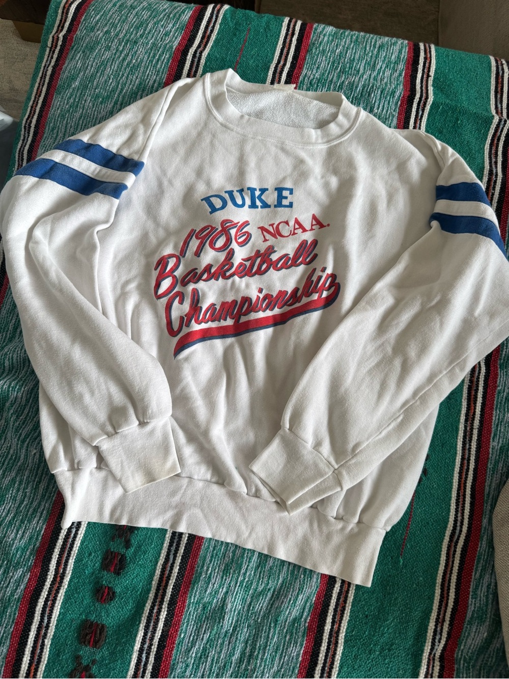 Vintage Duke 1986 Basketball Championship White Crewneck Sweatshirt